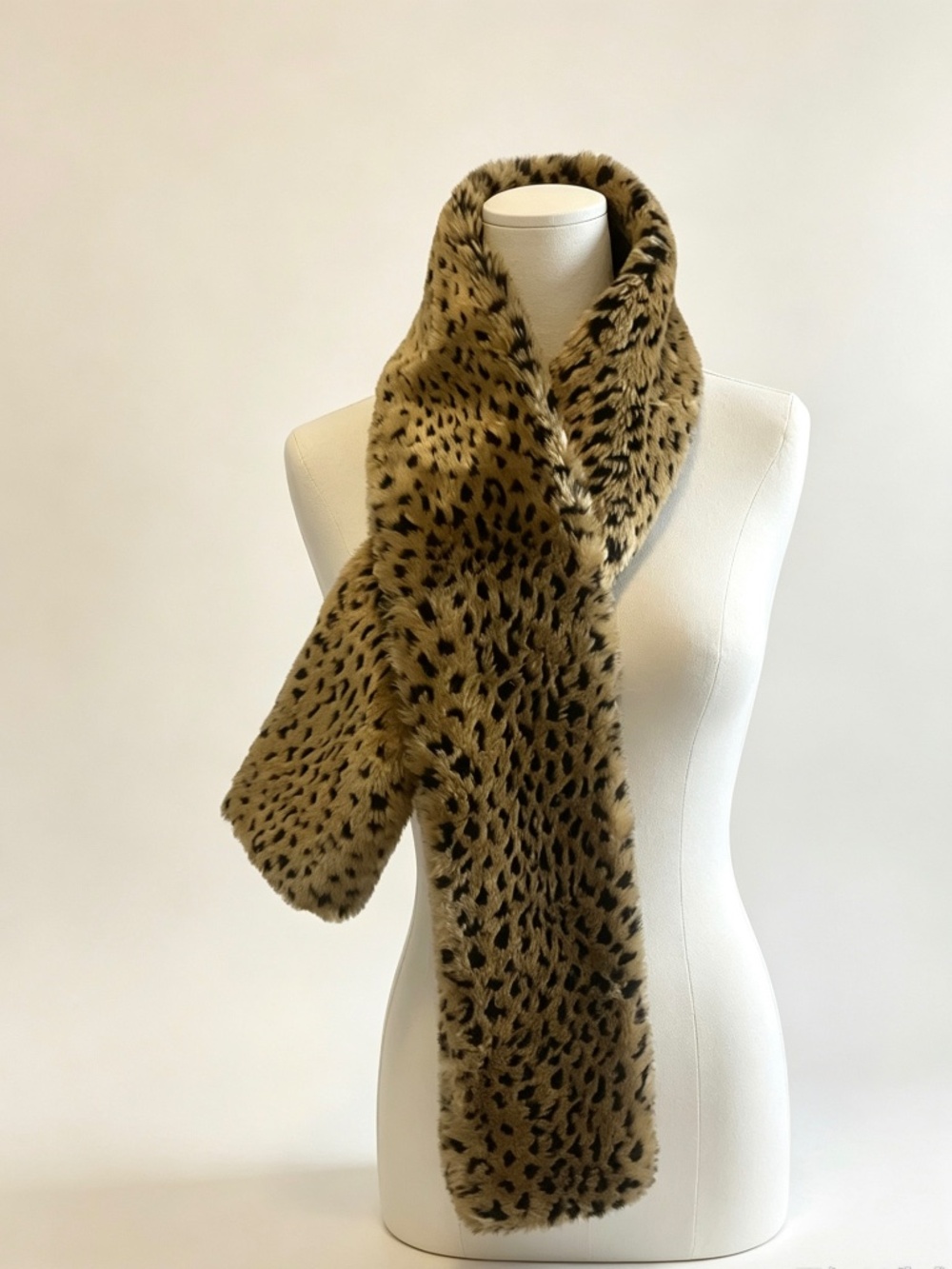 Leopard Print Faux Fur Scarf